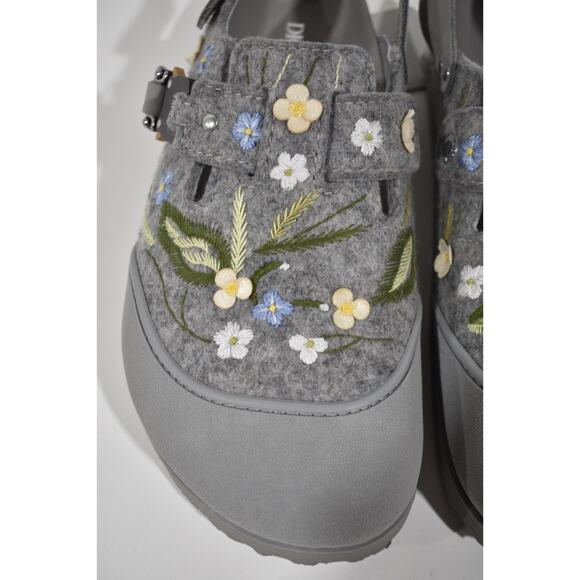 Dior Birkenstock Tokio Mule Grey Floral Slingback Nubuck Suede Flat Sandal 44 11 - Picture 6 of 12